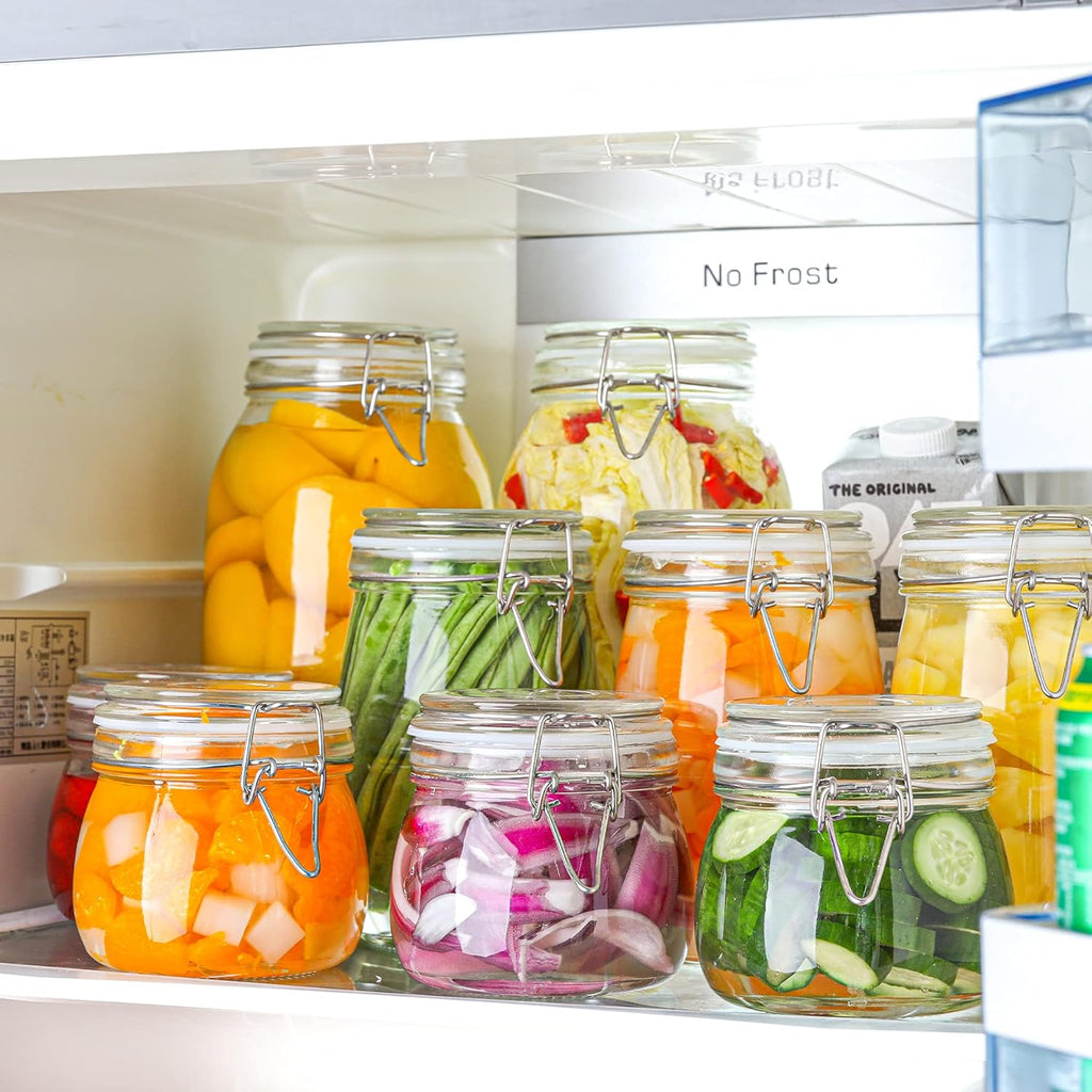 6-Pack 17Oz Short Glass Jars for Drawers, Small Airtight Food Canisters for Spices, Nuts & Kids Snacks, Pint Sized Canning Jar Set for Jams, Pickles & Pantry Organization